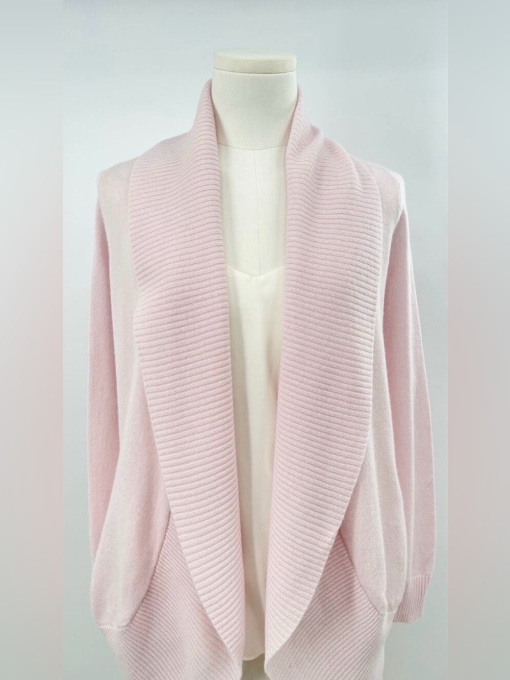 Quince Pink 100% Cashmere Shawl Cardigan Open Sweater Quiet Luxury XS NWT
